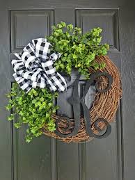 Black And White Wreath Ideas Buffalo Check Boxwood Wreath Every Day Wreath Spring Etsy Letter Wreath Spring Wreath Wreaths