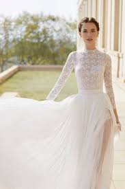 sabrina by rosa clara bridal bodysuit high neck wedding dress wedding dress long sleeve