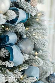 Christmas tree decorating ideas 2018 blue ribbon. Blue Christmas Decorating Ideas A Tour Of Our Home Blue Christmas Decor Blue Christmas Tree Decorations Silver Christmas Decorations