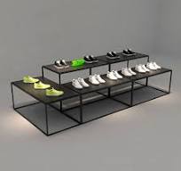 Metal black shoe store fittings shoes display table iron stand unit retail  nesting table