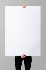 Woman Holding A Blank Poster 70x100 Mockup Poster Mockup Blank Poster Royalty Free Images