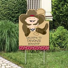 What comes to mind when you think of a cowboy? Little Cowboy Party Decorations Birthday Party Or Baby Shower Personalized Welcome Yard Sign Bigdotofhappiness Com