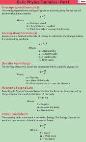 Basic Physics Formula Definition Equations Examples