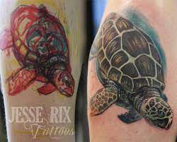 Sea turtle cover up tattoo. Sea Turtle Tattoo By Jesse Rix Tattoonow