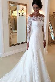 Cheap Ivory Vintage Long Sleeves Wedding Dresses Off Shoulder Bridal Gown Pw123 Long Sleeve Bridal Gown Bridal Gown Cheaper Wedding Dress Long Sleeve