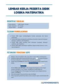 Kunci jawaban buku tematik kelas 6 sekolah dasar kunci jawaban tematik kelas 6 tema 1 kunci jawaban tema. Lkpd Logika Matematika Kelas Xi Worksheet