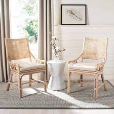 Safavieh Donatella Natural White Wash Cotton Chair Sea4012a The Home Depot Living Room Chairs Brown Accent Chair Accent Chairs