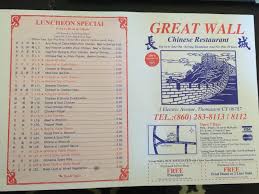Requests for additional items or special preparation may incur an extra charge not calculated on your online order. Photos For Great Wall Kitchen Thomaston Ct 06787 Menupix Connecticut