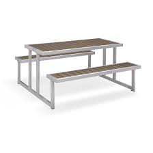 The rectangle dining table features a trestle style base, perfecting the rustic, farmhouse style. Patio Poly Wood Table And Bench Chair Outdoor Dining Furniture China Garden Furniture Furniture Outdoor Furniture Patio Furniture Made In China Com