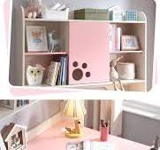 Linsy Meninas Mesa De Estudo De Canto Rosa Com Estante E ...