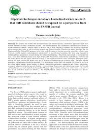 Maybe you would like to learn more about one of these? Pdf Important Techniques In Today S Biomedical Science Research That Phd Candidates Should Be Exposed To A Perspective From The Faseb Journal