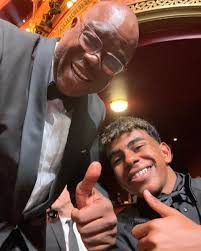 CCPRoom: Liberia takes over at 68th Ballon d'Or, Senator Edwin Melvin Snowe  Jr, with Barcelona player Lamine Yamal.