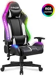 amazon com homall gaming chair rgb lighting high back computer chair pu leather desk chair pc racing led ergonomic adju gaming chair computer chair desk chair