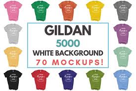Gildan 5000 T Shirt Mockup Mega Bundle Mens Or Unisex Flat Lay On Plain White Background No Props All Colors Included