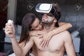 Naked Couple Playing Virtual Reality At Home, Man With VR Glasses Stock  Photo, Picture And Royalty Free Image. Image 84374885.