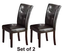 Set Of Two Dark Brown Faux Leather Parsons Chairs Walnut Legs Dining Room Furniture Sets Cheap Dining Sets Chair