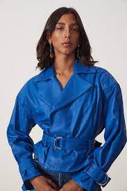 Dani Leather Jacket In Princess Blue In 2021 Jackets Leather Jacket Song Of Style