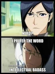 Nerd I Prefer The Word Intellectual Bada Funny Text Anime Character Blue Hair Blue Eyes Glasses Anime Please Tell M Bleach Funny Bleach Anime Anime Glasses push gifs get the best gif on giphy. bleach funny bleach anime anime