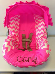 Neon Pink Chevron Infant Car Seat Cover And Canopy With Free Monogram Baby Car Seats Baby Girl Car Seats Baby Girl Car