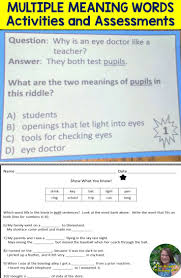 Multiple Meaning Words Activities And Assessments In 2020 Multiple Meaning Words Activities Multiple Meaning Words Word Activities