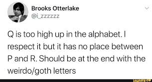 Position of s in english alphabets is : Q Is Too High Up In The Alphabet I Respect It But It Has No Place Between P And R Should Be At The End With The Letters
