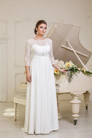2015 Pw0006 Simple Graceful Flowing Scoop Beaded Sash 3 4 Sleeves Chiffon Floor Lengt Empire Wedding Dress Empire Waist Wedding Dress Wedding Dresses Plus Size