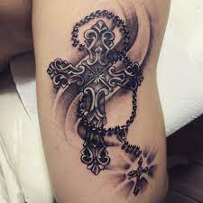 40 chain tattoos for men manly designs linked in strength. Grey And Black Shaded Cross Chain With Cross Tattoo On Body