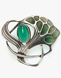 Jugendstil Silver And Plique A Jour Enamel Brooch Theodor Fahrner With Dyed Green Chalcedony Cabochon And Pl Art Nouveau Jewelry Art Deco Jewelry Jewelry Art