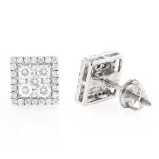 9ct yellow gold diamond set stud earrings. Square 14k Gold Diamond Stud Earrings 1 1ct 205124