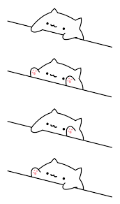 Bongo Cat Set Of 2 Sticker By Sophisticker White Background 3 X3 Easy Doodles Drawings Cute Easy Drawings Cat Doodle