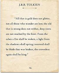 Amazon Com J R R Tolkien All That Is Gold Does Not Glitter Book Page Quote Art Print 11x14 Unframed Ty Typography Book Art Prints Quotes Glitter Quotes