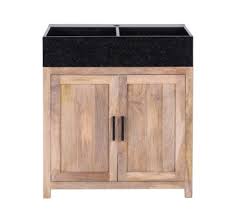 Evier cuisine à poser sur meuble. Meuble Evier En Bois De Manguier Et Pierre Grand Chef 7736