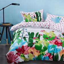 The cactus floral sheet set help complete the look of your room. Forest Green Raspberry Red Blue And White Cactus Print Plant Vintage Natural Reversible 100 Cotton Twin Full Size Bedding Sets Enjoybedding Com