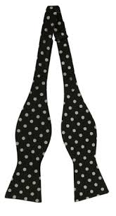 Pre tied bow tie from Tieroom, Notch AARON, Black base with white dots