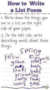 How To Write A List Poem Poetry Lessons Poetry For Kids Writing Poems