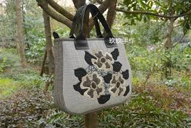玖玖手作 手工先染拼布包 mola蕾絲包 手提包 圖紙教程 reusable tote bags burlap bag bags
