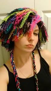 I Love the 90s Headpiece, Neons, Black, Earflaps, Crimped Hair, Yarn Wig  Handmade
