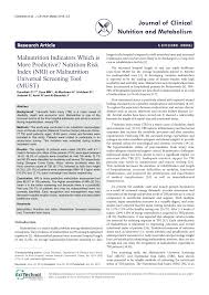 Pdf Malnutrition Indicators Which Is More Predictive Nutrition Risk Index Nri Or Malnutrition Universal Screening Tool Must