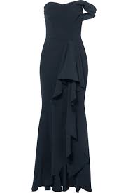 Off The Shoulder Draped Crepe Gown