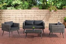 Clp Polyrattan Loungeset Molde 2 1 1 I Grau Meliert I Gartenlounge Rundrattan I Sofa 2x Sessel Glastisch Loungemobel Garten Lounge Mobel Lounge Gartenmobel