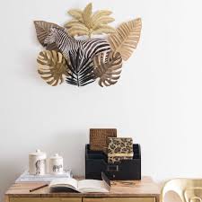 Deco Murale Zebre Et Feuilles En Metal 61x47 Maisons Du Monde Woonkamer Muur Decoratie