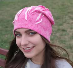 Handcrafted Pink Winter Beanie, Women's Wool Beanie, Cute Beanie for Girls,  Gift Ideas for Girls, Handmade Hat, Wet Felted Head Warmer
