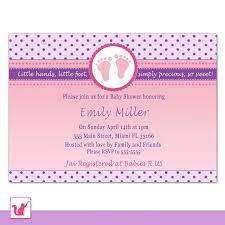 Baby Shower Invitation Card Pink Feet Purple Polka Dots Girl Etsy Baby Shower Invitation Cards Baby Shower Invitations Baby Shower