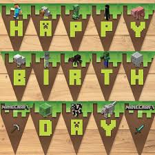Personalized Minecraft Birthday Banner With Name Green Blocks Minecraft Happy Birthday Banner Minecraft Sign Minecraft Favors Minecraft Birthday Minecraft Party Favors Minecraft Party