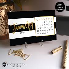 2019 Black Stripe And Gold Foil Desk Calendar Decorate Your Space With A Digibuddha Desk Calendar Perfect Fo Desk Calendars Office Desk Designs Office Decor