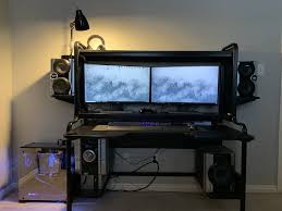 I Ll Be Honest I M Super Happy With The Ikea Fredde Desk Couldn T Be More Delighted With My Setup Gaming Desk Ikea Gaming Desk Video Game Rooms