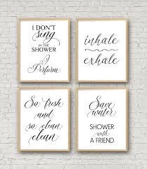 Bathroom Print Set Inhale Exhale So Fresh And So Clean I Etsy In 2020 Bathroom Wall Art Bathroom Prints Funny Toilet Signs