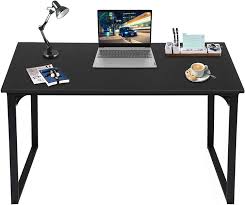 Movable computer table desk side desk table height adjustable computer stand portable workstation snack table for bed and sofa (brown, without bookshelf) 60x40cm. Amazon Com Kingso Small Computer Desk 39 Study Writing Table For Home Office Black Modern Desk Laptop Desk Sturdy Work Table Pc Wood Computer Table With Black Metal Frame Black Kitchen Dining