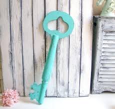 Reserved Large Skeleton Key Decor Aqua Wooden Key Decor Etsy Key Wall Decor Vintage Wall Clock Shabby Chic