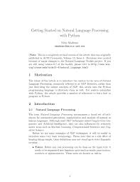 Pdf Getting Started On Natural Language Processing With Python